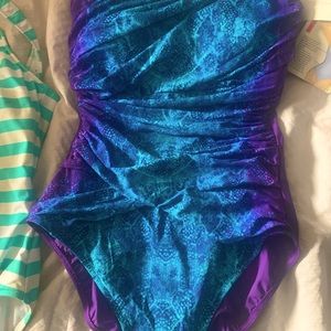 Profile by Gottex turquoise and purple swimsuit